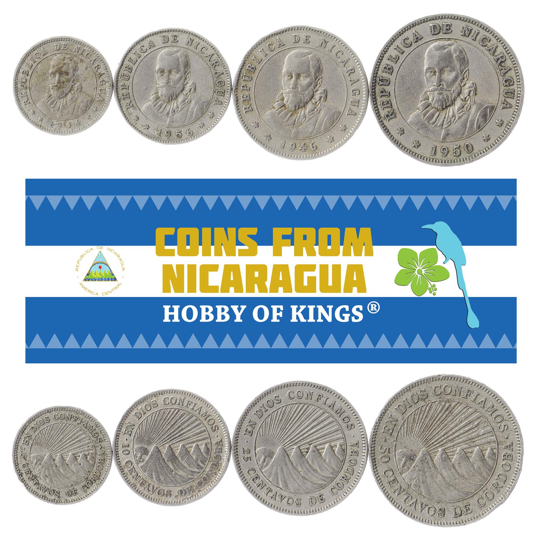 Set 6 Coins Nicaragua 5, 10, 25, 50 Centavos, 1, 5 Cordobas 1997 - 2003