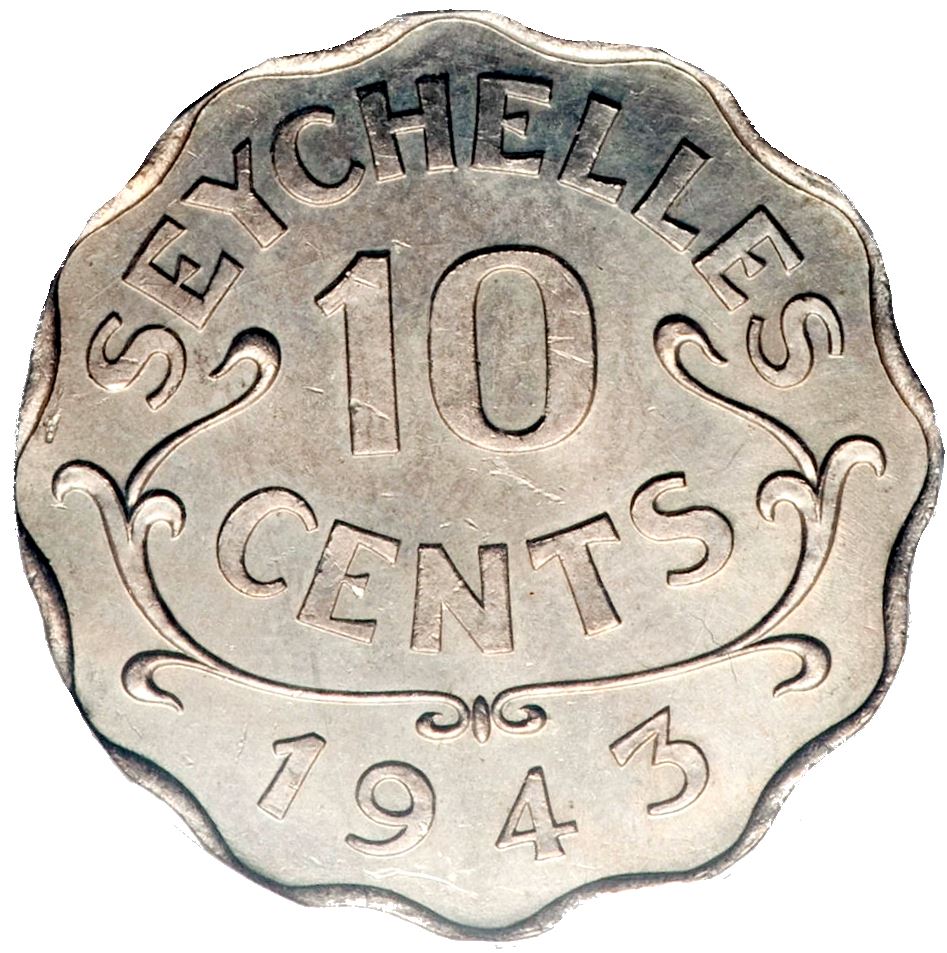 Seychelles | 10 Cents Coin | George VI | KM:1 | 1939 - 1944