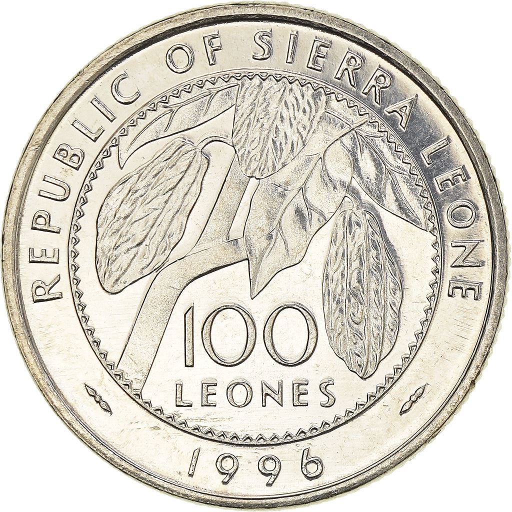 Sierra Leone | 100 Leones Coin | Cocoa Fruit | Naimbana II | Km:46 | 1996 - 2017