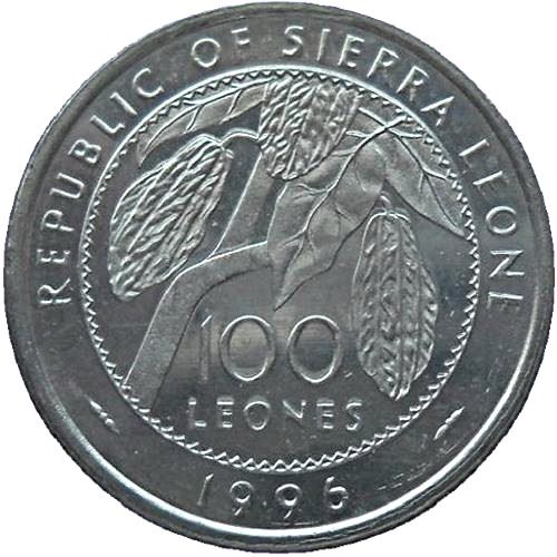 Sierra Leone | 100 Leones Coin | Cocoa Fruit | Naimbana II | Km:46 | 1996 - 2017