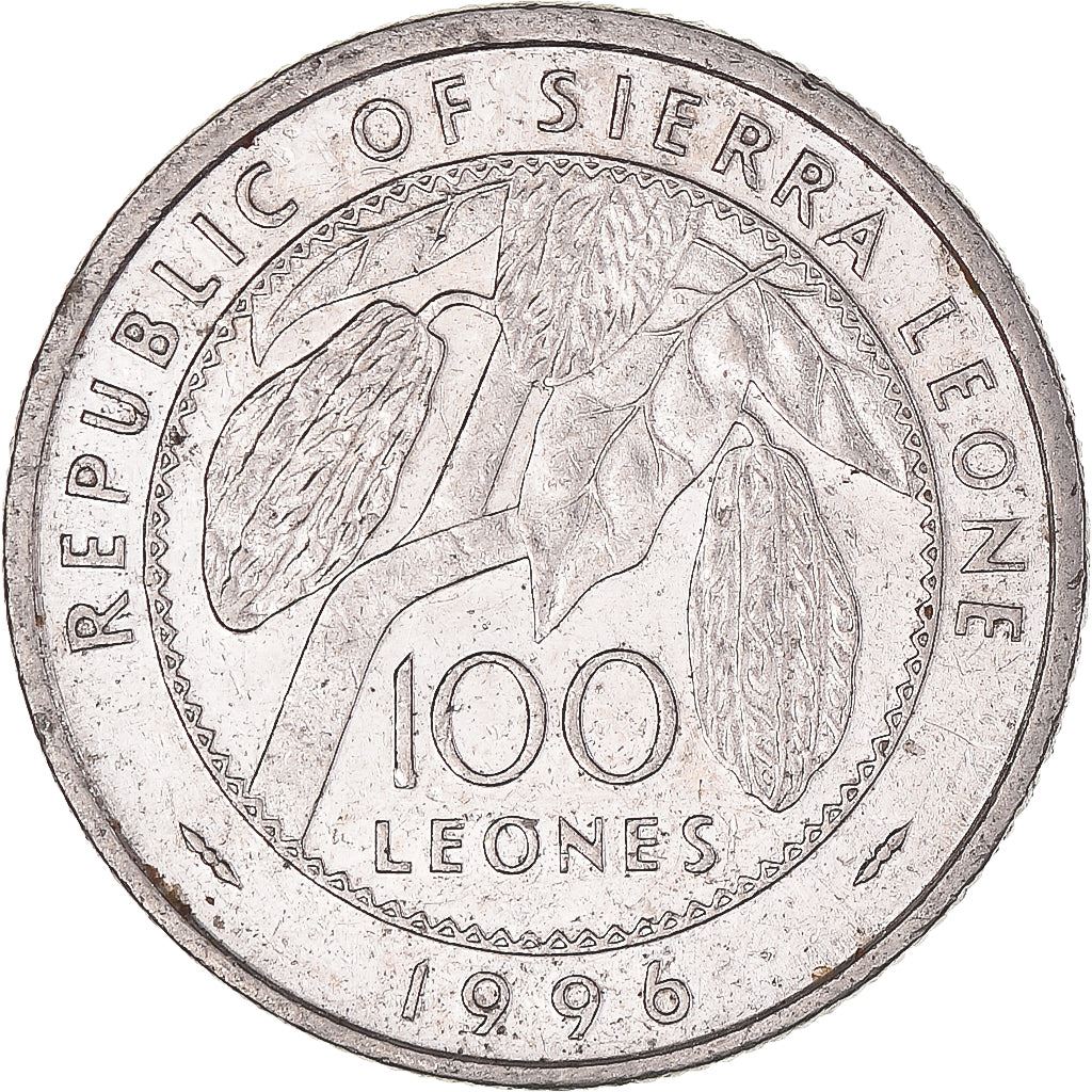 Sierra Leone | 100 Leones Coin | Cocoa Fruit | Naimbana II | Km:46 | 1996 - 2017