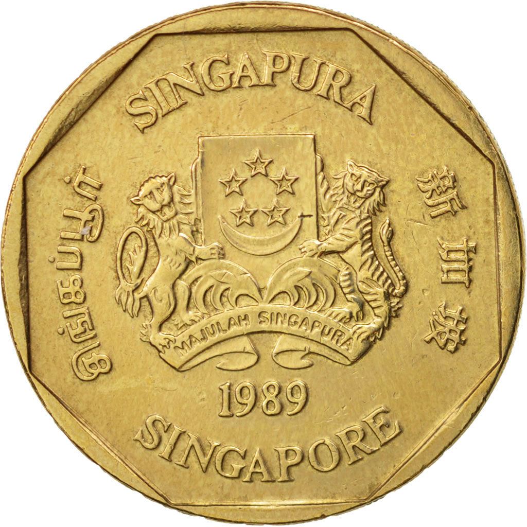 Singapore | 1 Dollar Coin | Ribbon upwards | KM54b | 1987 - 1991 | Aluminium-bronze