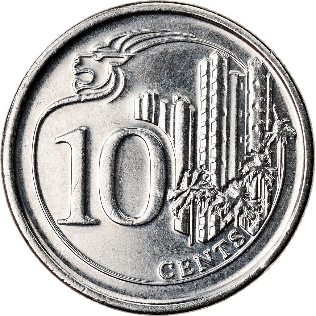 Singapore 10 Cents Coin | KM346 | 2013 - 2019 Nickel plated steel