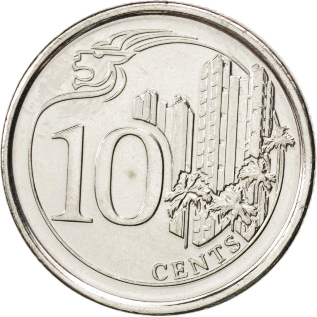 Singapore 10 Cents Coin | KM346 | 2013 - 2019 Nickel plated steel