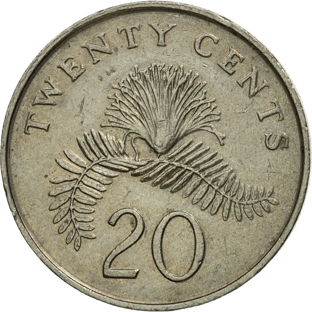 Singapore | 20 Cents Coin | Powder-puff plant | Km:52 | 1985 - 1991