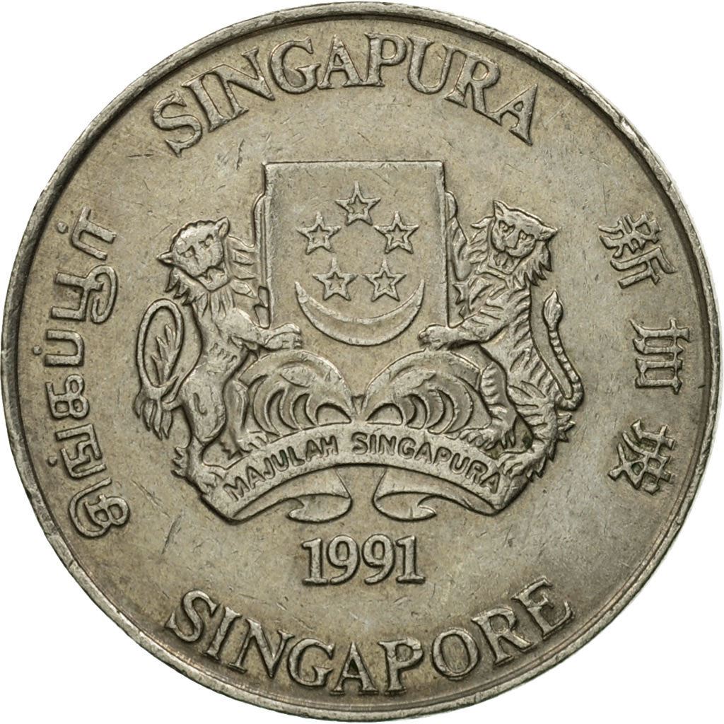 Singapore | 20 Cents Coin | Powder-puff plant | Km:52 | 1985 - 1991