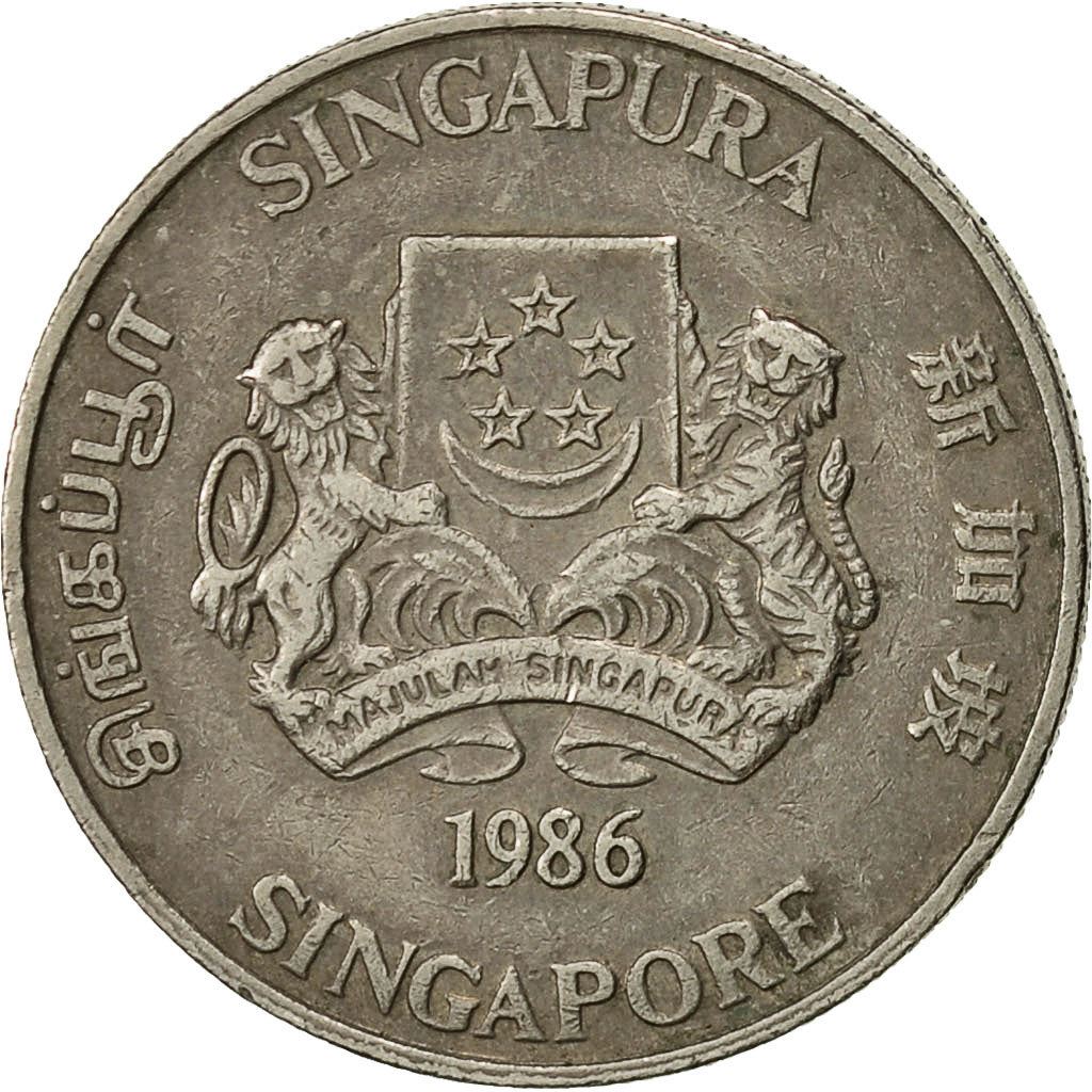 Singapore | 20 Cents Coin | Powder-puff plant | Km:52 | 1985 - 1991