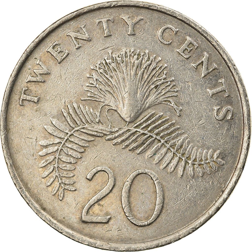 Singapore | 20 Cents Coin | Powder-puff plant | Km:52 | 1985 - 1991