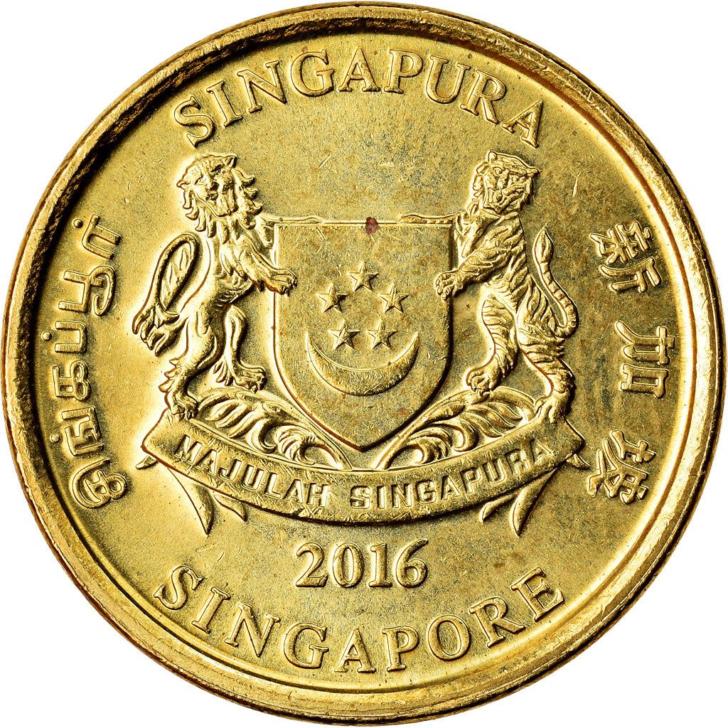 Singapore 5 Cents Coin | KM345 | 2013 - 2018 Brass plated steel