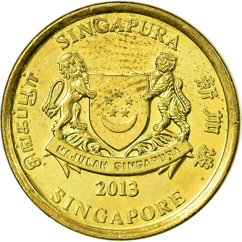 Singapore 5 Cents Coin | KM345 | 2013 - 2018 Brass plated steel