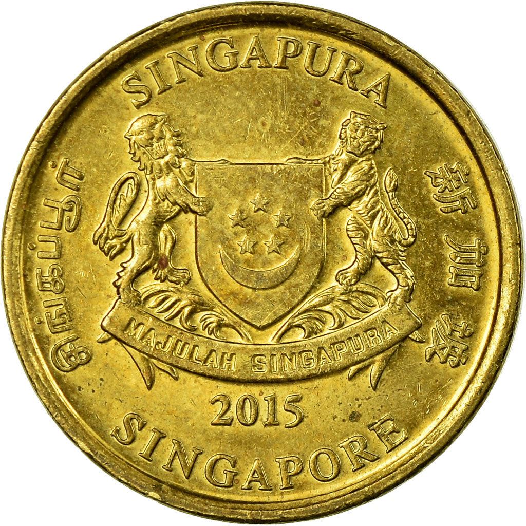 Singapore 5 Cents Coin | KM345 | 2013 - 2018 Brass plated steel