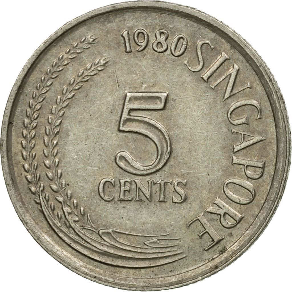 Singapore 5 Cents Coin | magnetic | KM2a | 1980 - 1984 Copper-nickel clad steel