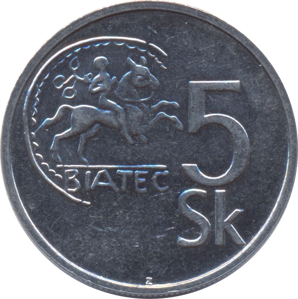 Slovakia 5 Korun Coin | Celtic coin of Biatec | KM14 | 1993 - 2008