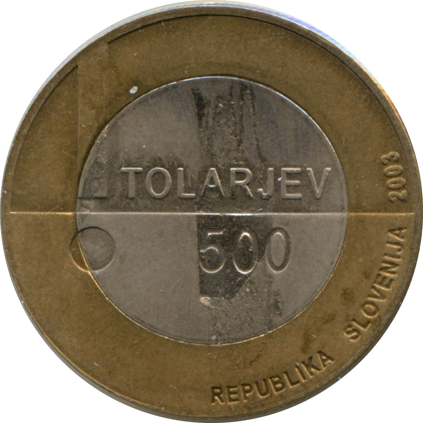 Slovenia 500 Tolarjev Coin | Year of the Disabled | Wheelchair | KM50 | 2003