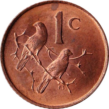 South Africa 1 Cent Coin | Charles Swart | Afrikaans Legend - SUID-AFRIKA | KM74.2 | 1968