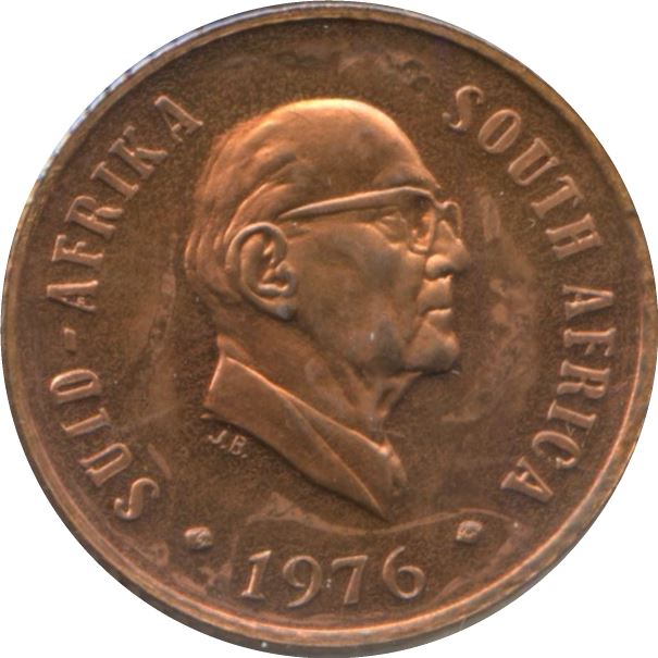 South Africa 1 Cent Coin | Jacobus Johannes Fouche | KM91 | 1976