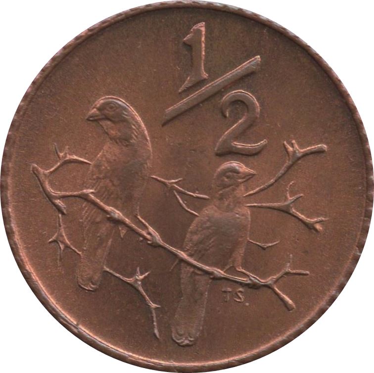 South Africa | 1/2 Cent Coin | Birds | Sparrows | Km:81 | 1970 - 1983