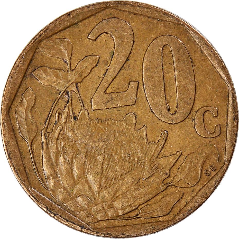 South Africa 20 Cents Tswana Legend - AFERIKA BORWA Coin KM162 1996 - 2000