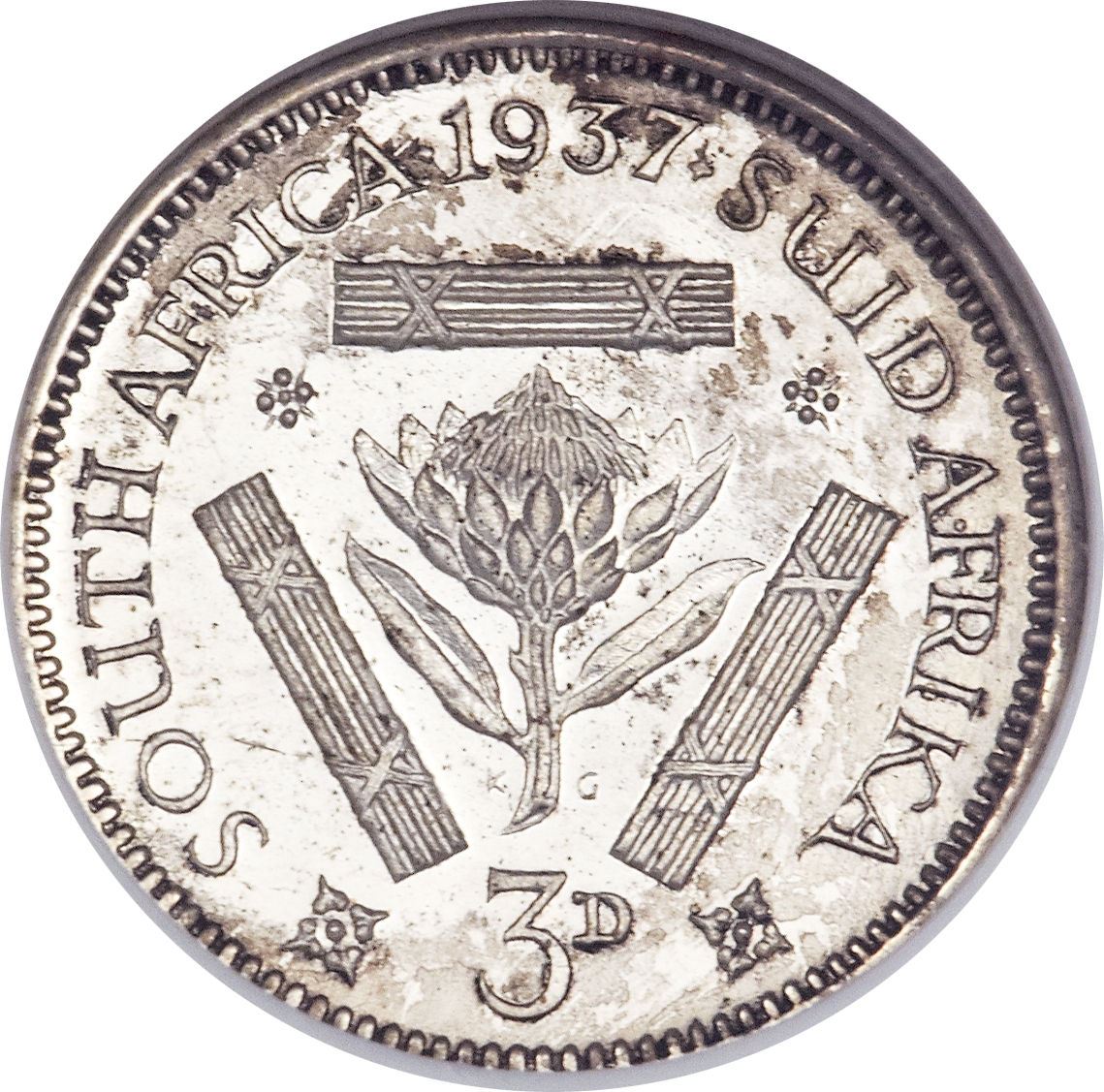 South Africa 3 Pence Coin | George VI | KM26 | 1937 - 1947