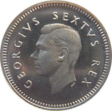 South Africa 3 Pence Coin | George VI | KM35.2 | 1951 - 1952