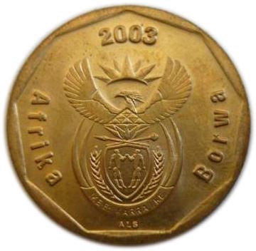 South Africa 50 Cents Coin | Cricket; Sepedi/Sesotho Legend - Afrika Borwa | KM276 | 2003