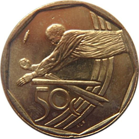 South Africa 50 Cents Coin | Cricket; Sepedi/Sesotho Legend - Afrika Borwa | KM276 | 2003