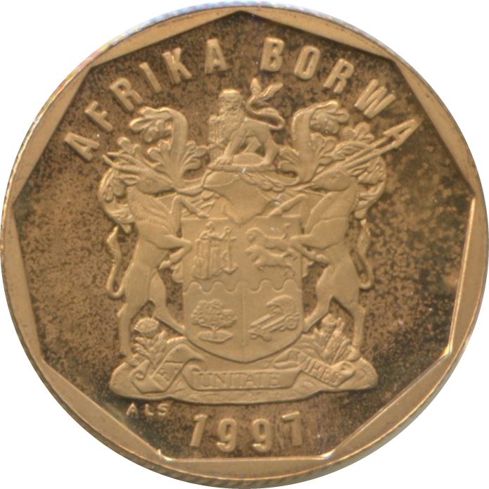 South Africa 50 Cents Sesotho Legend - AFRIKA BORWA Coin KM163 1996 - 2000