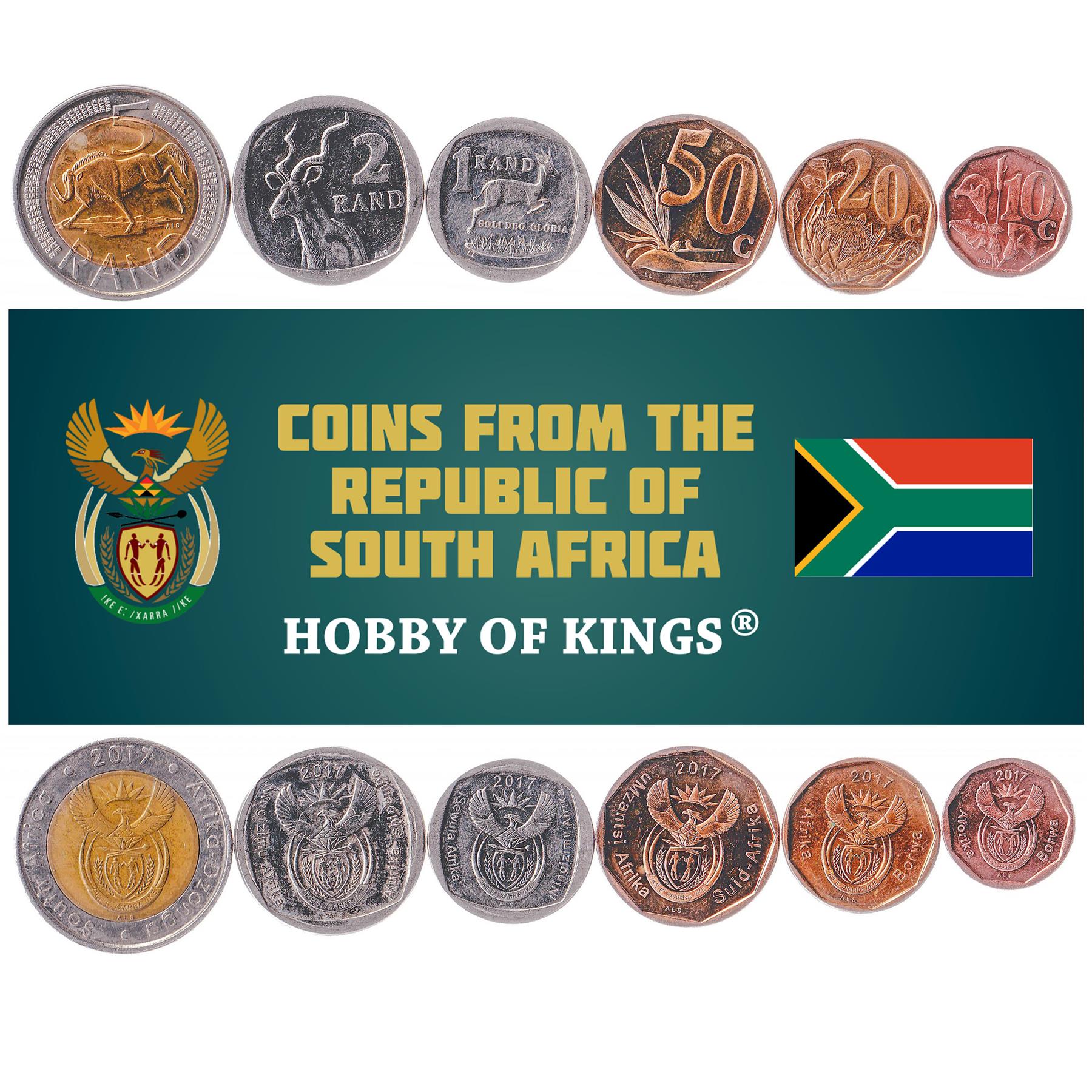 South Africa | 6 Coin Set | 10 20 50 Cents 1 2 5 Rand | 2017