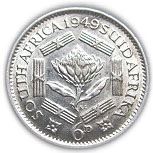 South Africa 6 Pence Coin | George VI SOUTH AFRICA - SUID AFRIKA | KM36.1 | 1948 - 1950