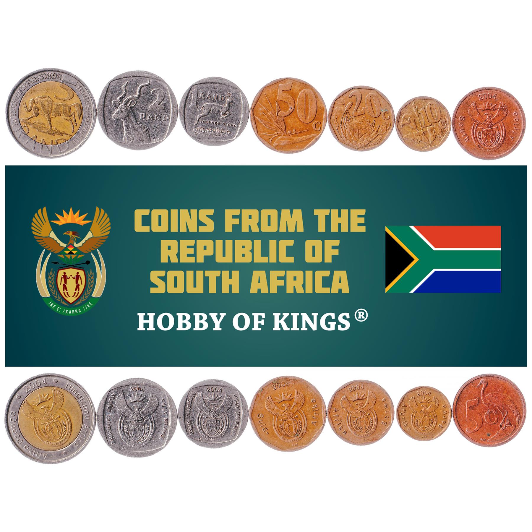 South Africa | 7 Coin Set | 5 10 20 50 Cents 1 2 5 Rands | 2004