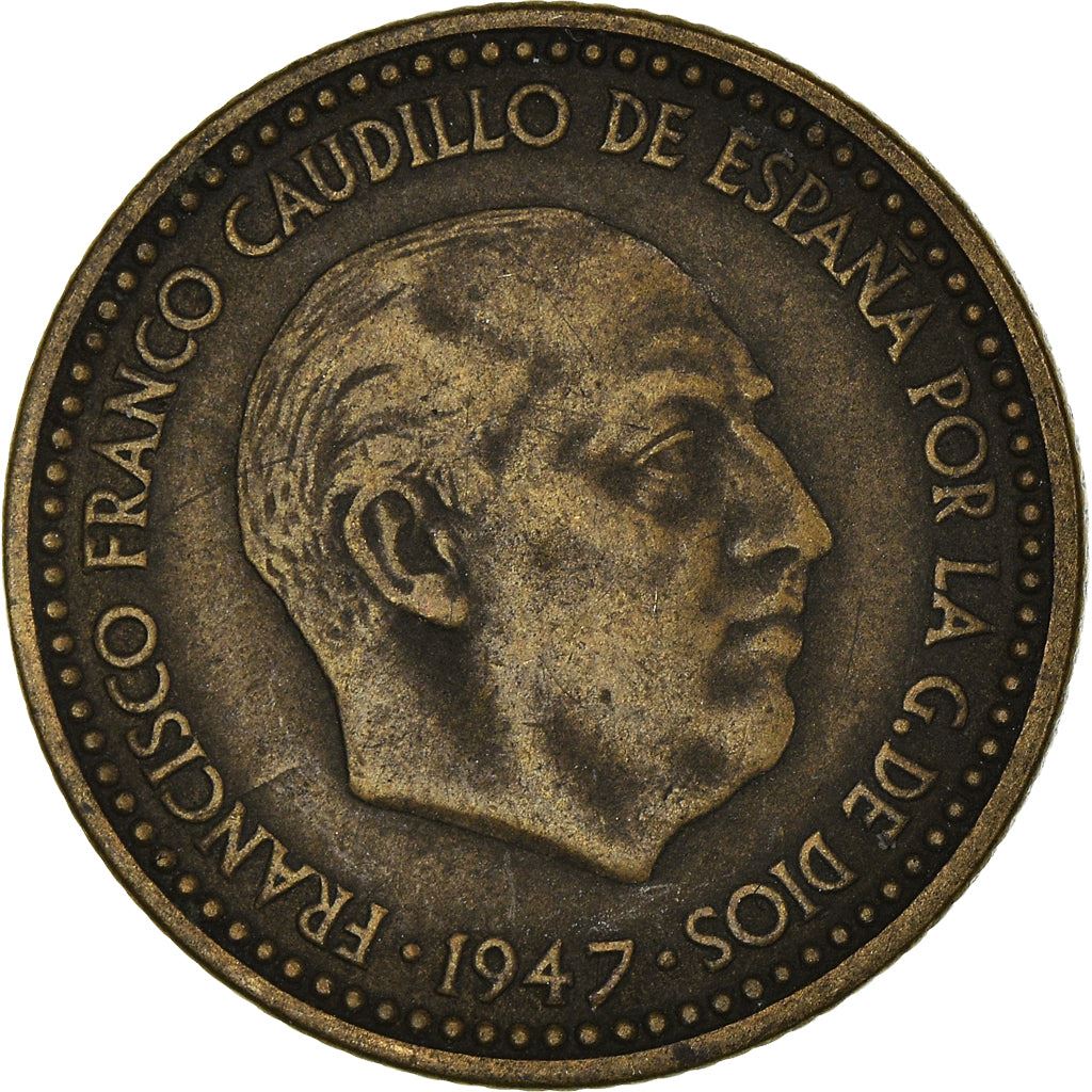 Spain 1 Peseta - Francisco Franco 1st portrait Coin KM775 1946 - 1963