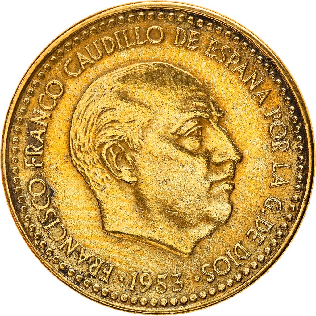 Spain 1 Peseta - Francisco Franco 1st portrait Coin KM775 1946 - 1963