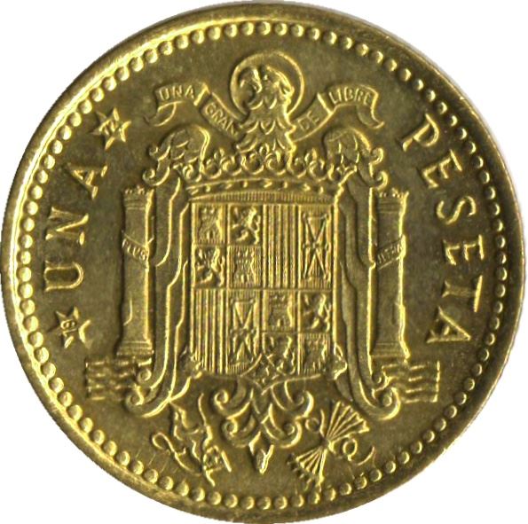 Spain 1 Peseta - Francisco Franco 2nd portrait Coin KM796 1966 Fair and exposition