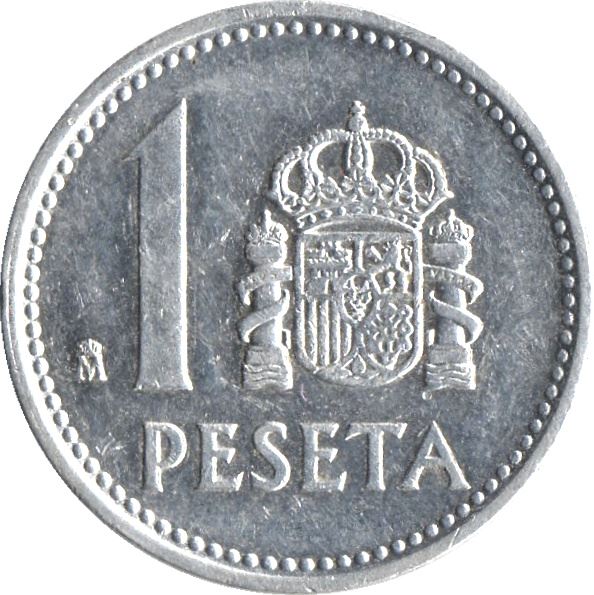 Spain 1 Peseta - Juan Carlos I Coin KM821 1982 - 1989 Bridge