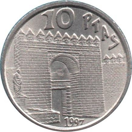 Spain | 10 Pesetas Coin | Philosopher Lucio Anneo Seneca | Cordoba Gates | Km:982 | 1997