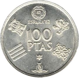 Spain 100 Pesetas - Juan Carlos I España '82 Coin KM820 1980 Sculpture, Palace