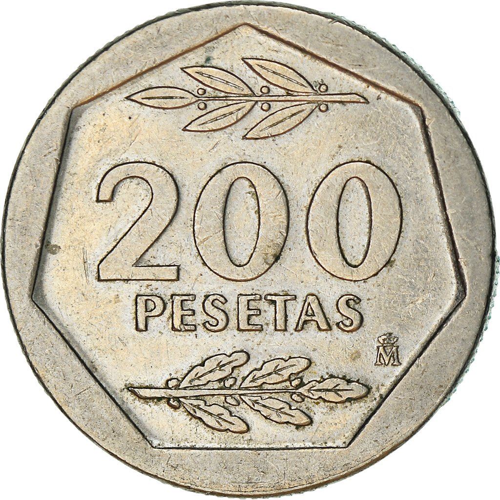 Spain 200 Pesetas - Juan Carlos I Coin KM829 1986 - 1988 Painting, Religious building