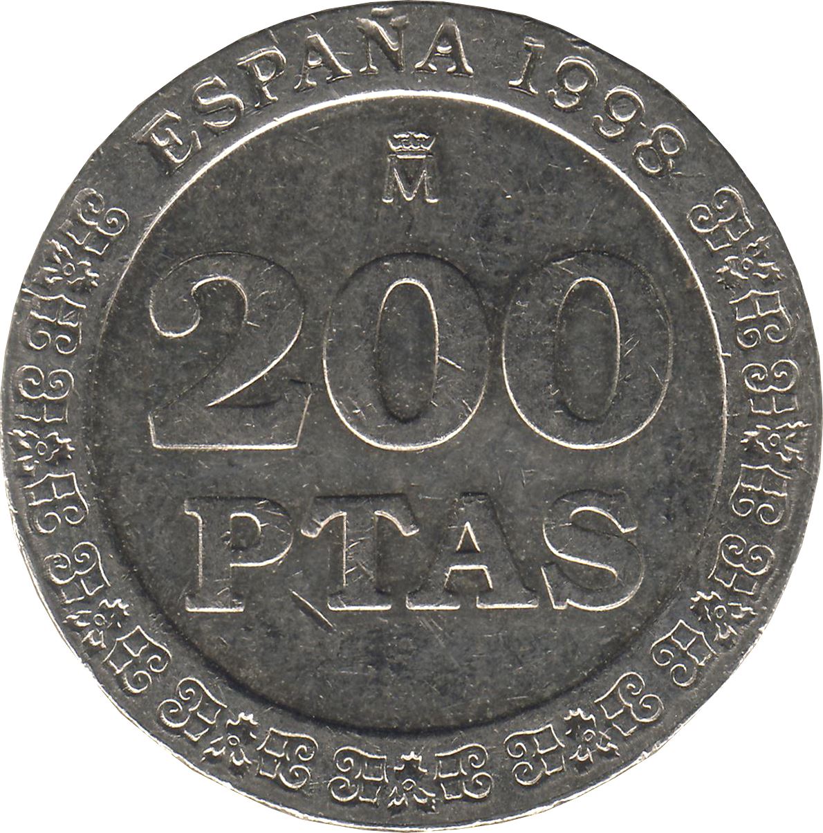 Spain 200 Pesetas - Juan Carlos I Coin KM992 1998 - 2000