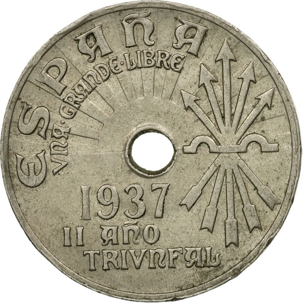 Spain 25 Centimos - 2nd Triumphant Year Coin KM753 1937 Soccer