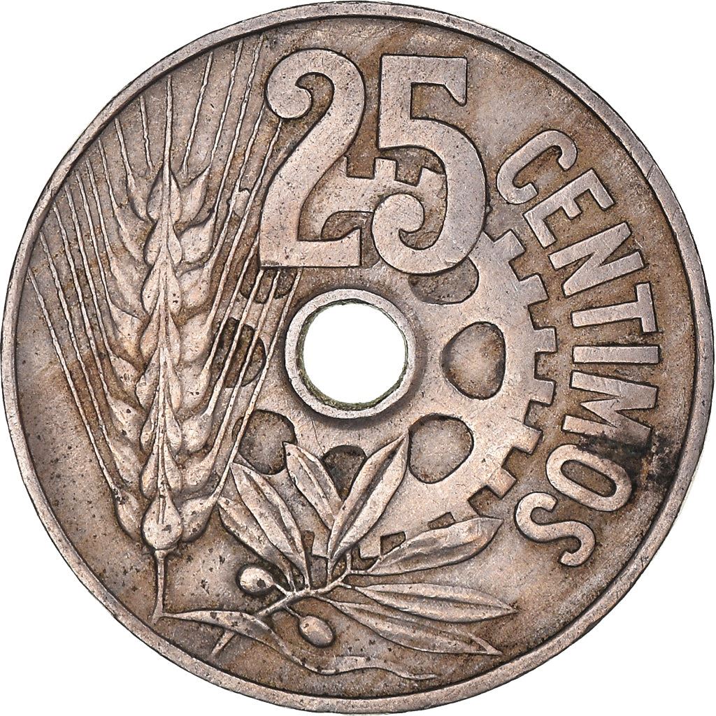 Spain 25 Centimos - II Republic Coin KM751 1934 Soccer