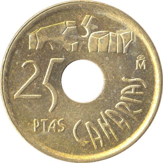 Spain 25 Pesetas Canary Islands Coin KM933 1994