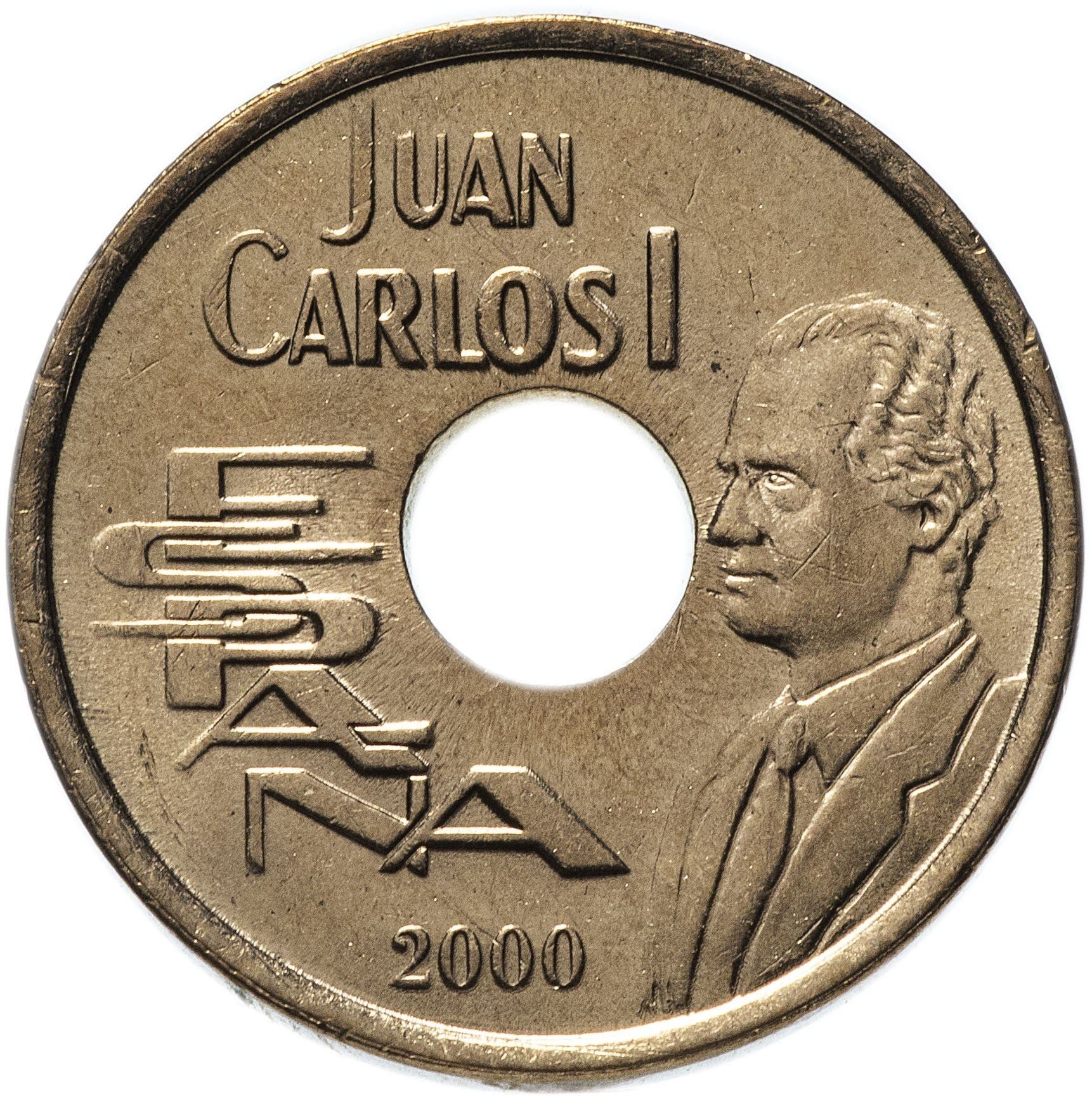 Spain 25 Pesetas - Juan Carlos I Coin KM1013 2000 - 2001