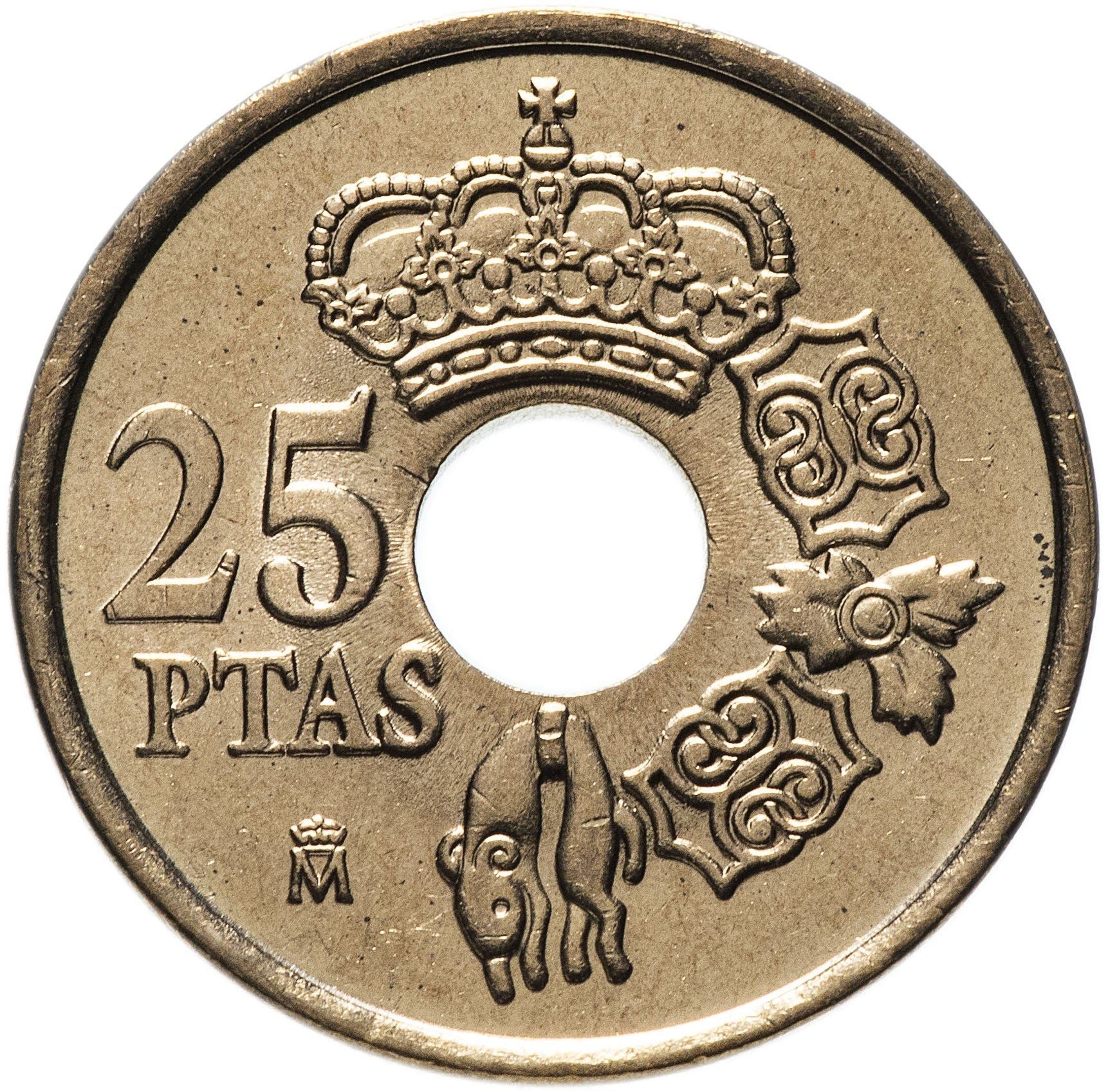 Spain 25 Pesetas - Juan Carlos I Coin KM1013 2000 - 2001