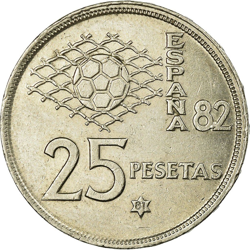 Spain 25 Pesetas - Juan Carlos I España '82 Coin 1980 KM 818