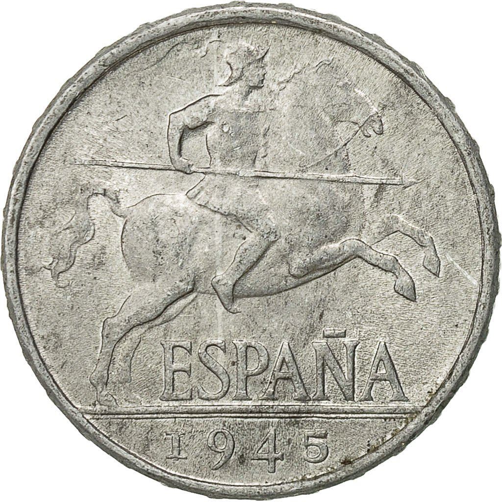 Spain 5 Centimos - Iberian Rider Coin 1940 - 1953 KM 765