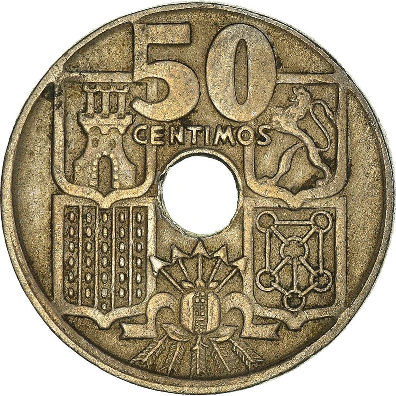 Spain 50 Centimos Coin | Anchor - Arrows up | KM777 | 1949 - 1963