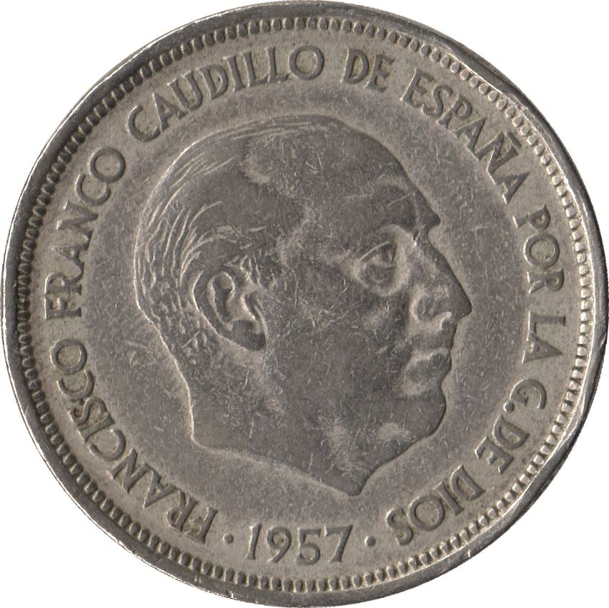 Spain 50 Pesetas - Francisco Franco Coin KM788 1957 (1958 - 1975)