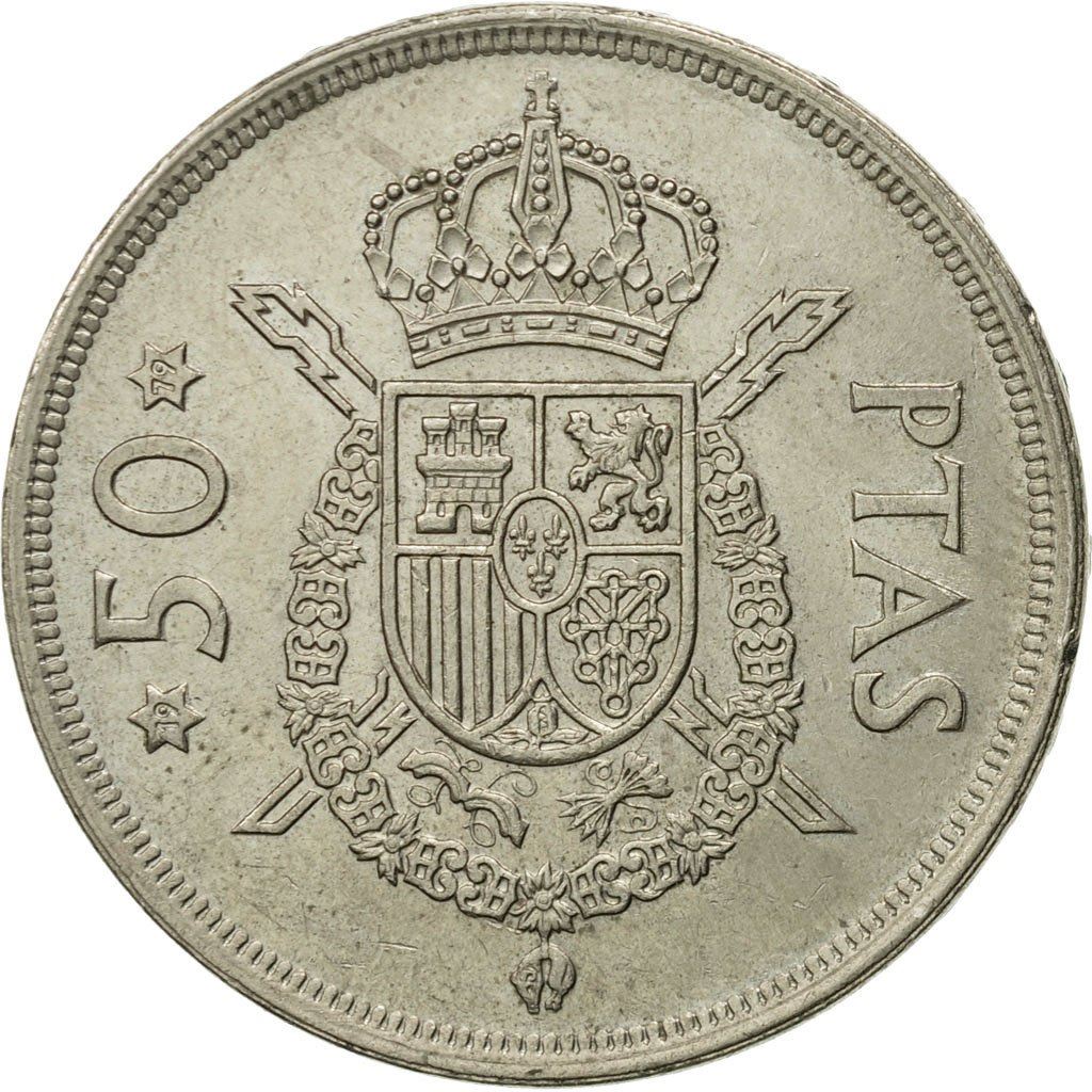 Spain 50 Pesetas - Juan Carlos I Coin KM809 1975 Castle and fortifications, Tower