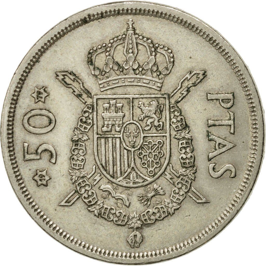 Spain 50 Pesetas - Juan Carlos I Coin KM809 1975 Castle and fortifications, Tower