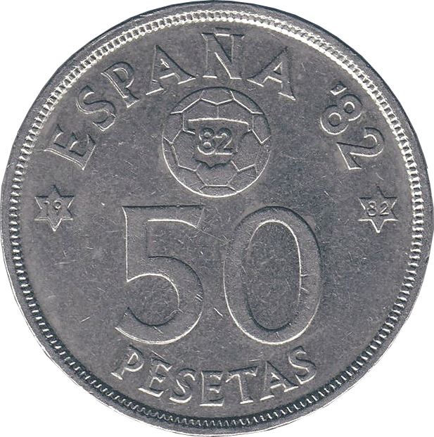 Spain 50 Pesetas - Juan Carlos I España '82 Coin KM819 1980 Birth anniversary, Artist